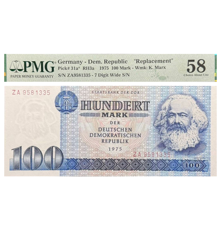 Alemania 100 Mark Alemania Pick #31a 1975 - Certificado PMG 58 "Reposición"