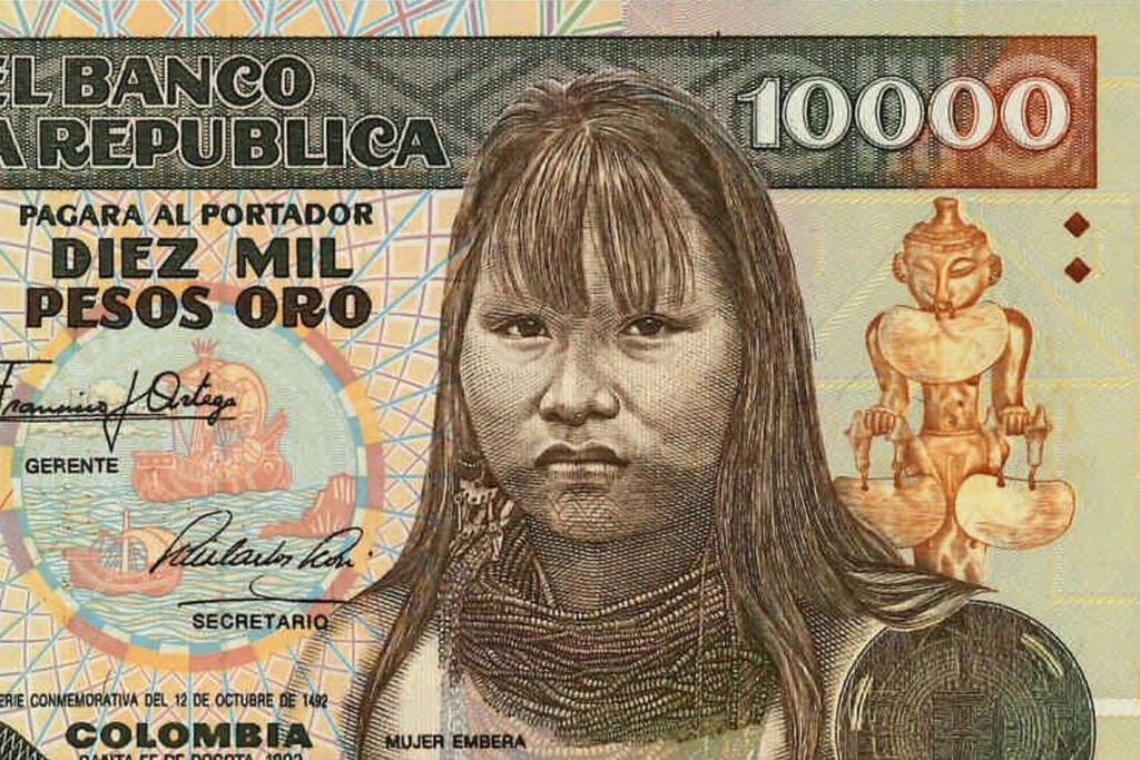 Billete de 10.000 COP con controversia de imagen indígena