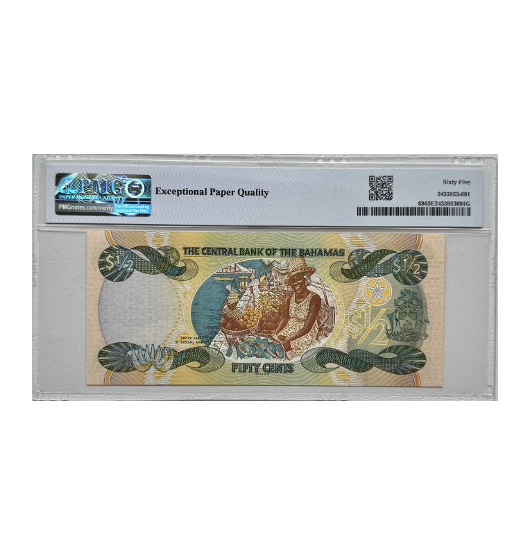 Bahamas 1/2 centavos, Reina Isabel, 2001 Certificado PMG 65