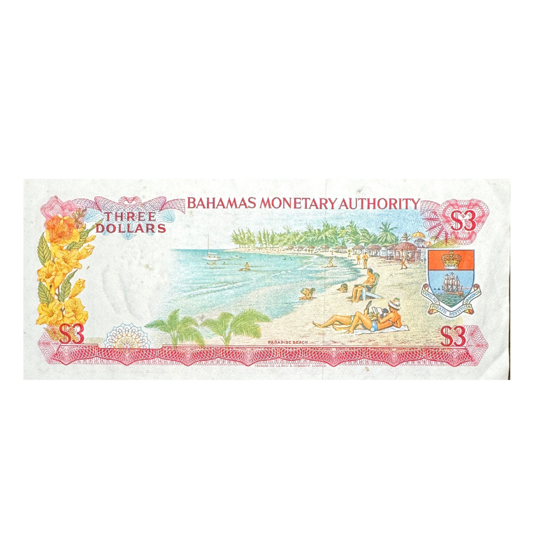 Bahamas, 3 Dólares, 1986, Reina Isabel