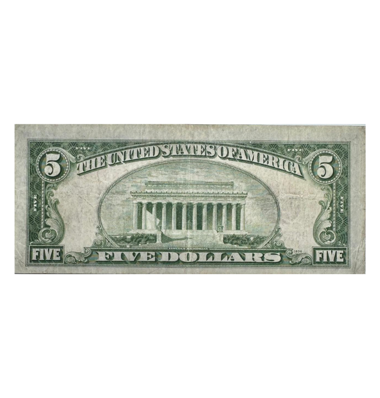 Estados Unidos, 5 Dólares, 1928, Sello Rojo