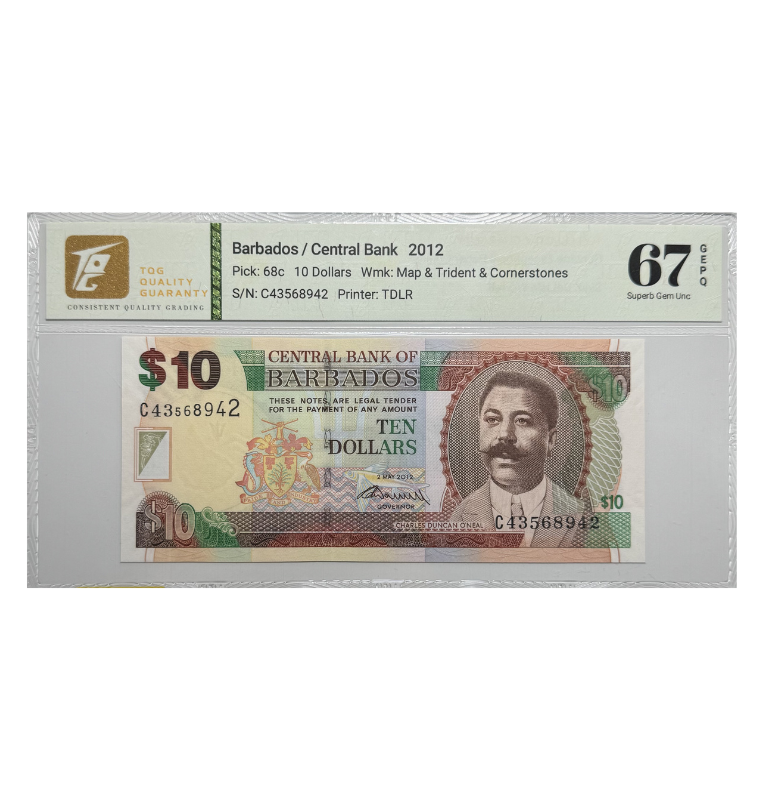 Barbados 10 Dollars  2012 - Certificado TQG 67 EPQ