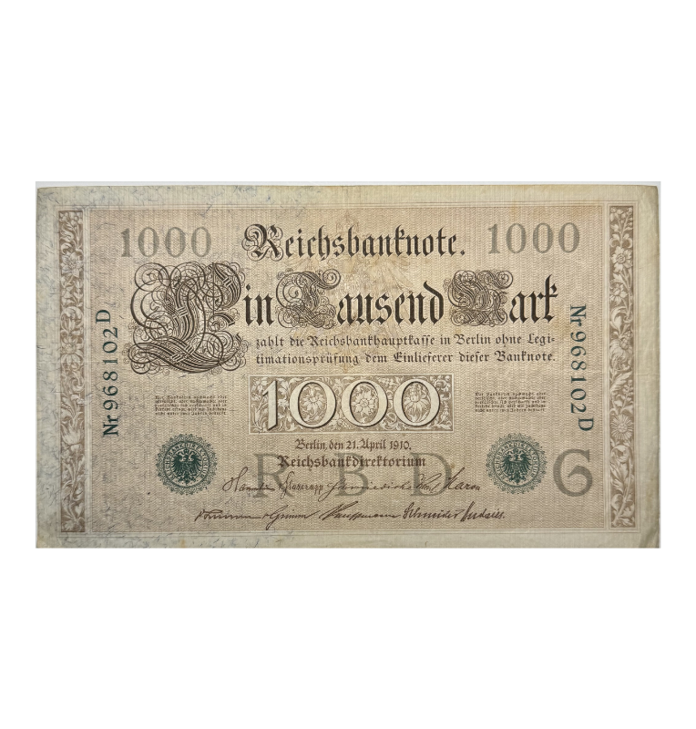 Alemania, 1000 Marcos, Reichs banknote,  1910