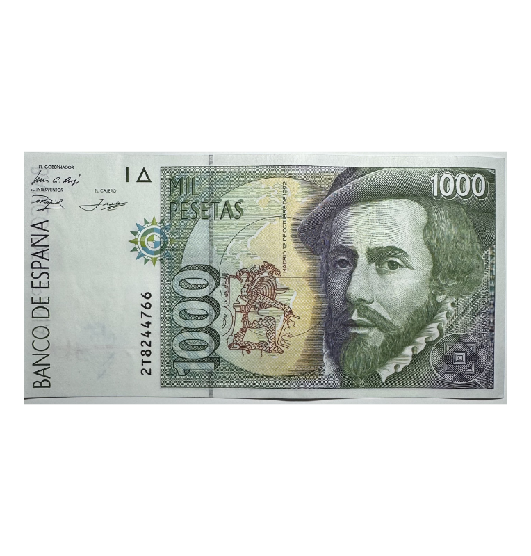 España, 1000 Pesetas, 1992, Cortés y Pizarro