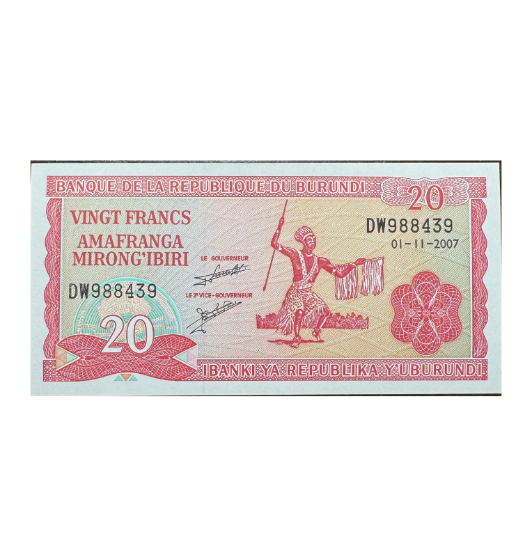 Burundí, 20 Francos, 2007, UNC