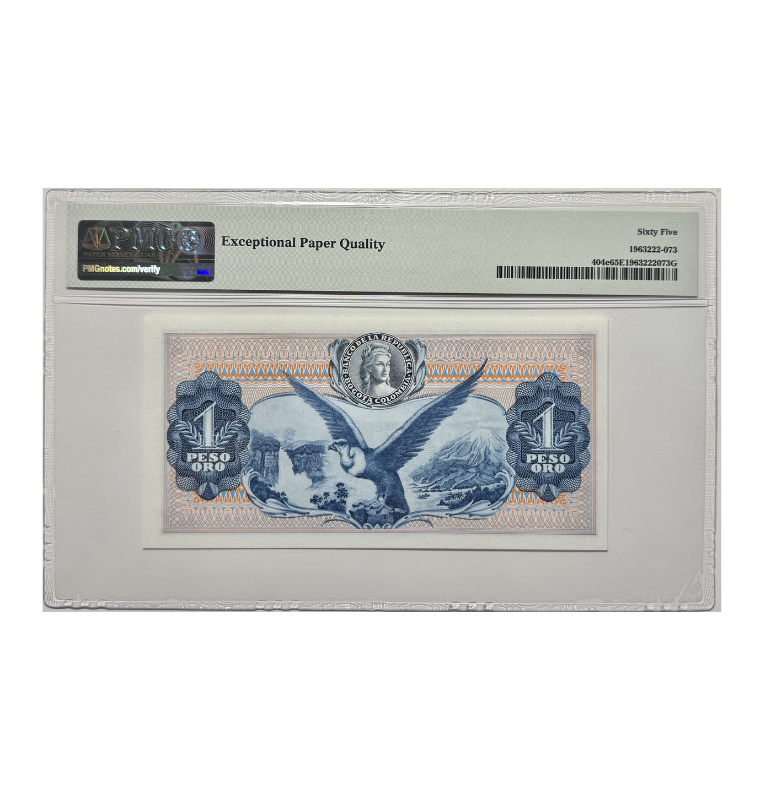 Colombia, 1 Peso oro, 1972 - Certificado PMG 65- EPQ