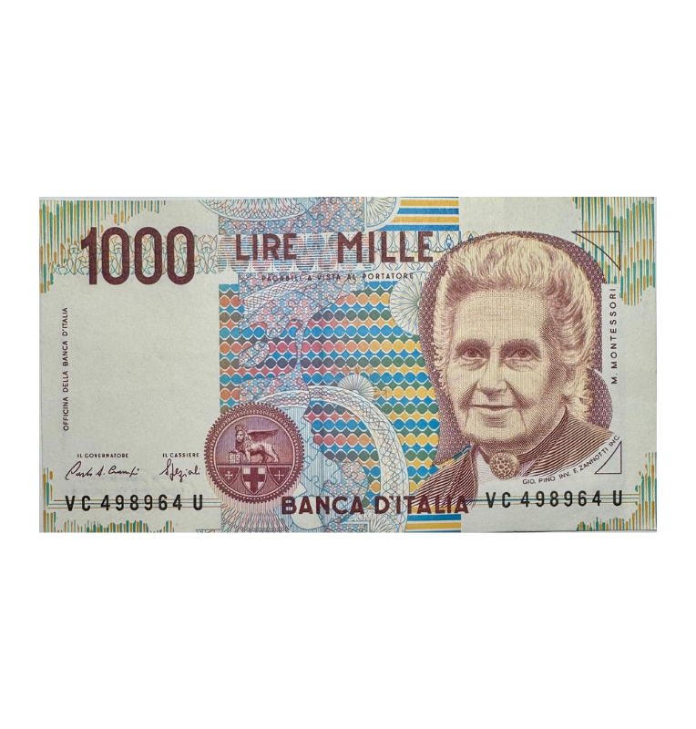 Italia 1000 Liras, 1990, UNC, Montessori