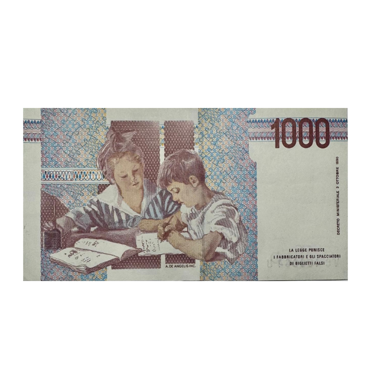 Italia 1000 Liras, 1990, UNC, Montessori