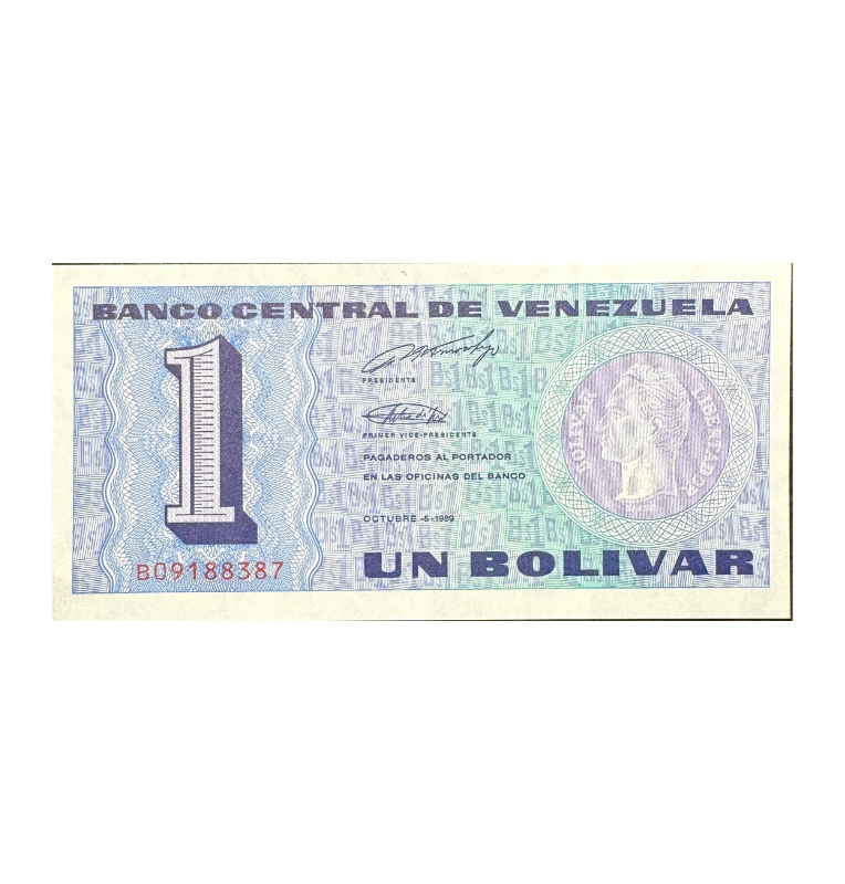 Venezuela, 1 Bolivares,   1989 - UNC
