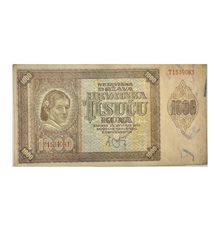 Croacia, 1000 Kunas, 1941, Excelente
