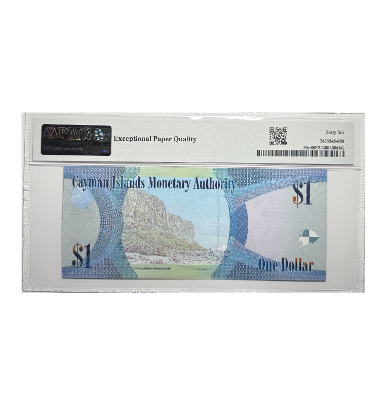 Islas Caimán, 1 Dólar, 2014, Reina Isabel -Certificado PMG 66 EPQ-