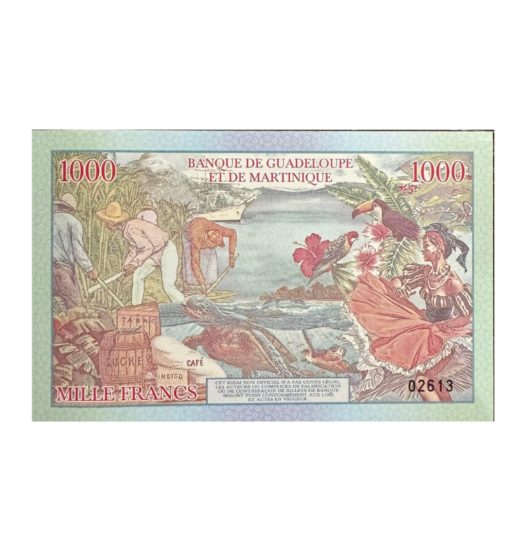 Isla de Martinique, 1000 francos, Pieza de Fantasia (Copia)