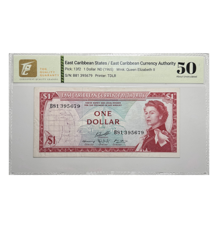 East Caribbean States, 1 Dollars  1965 - Reina Isabel Certificado TQG 50