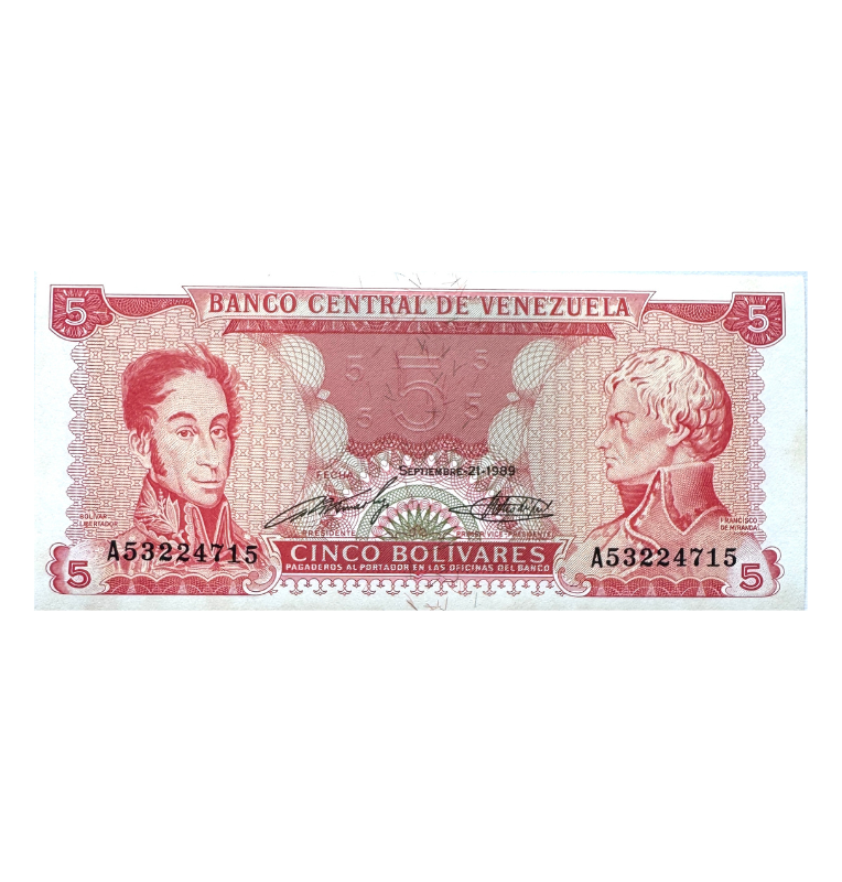 Venezuela 5 Bolivares   1989 - UNC