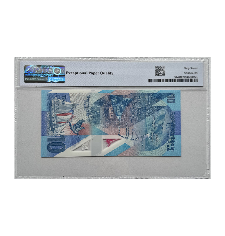 Estados del Caribe Occidental, 10 Dólares, Reina Isabel II, Certificado PMG 67