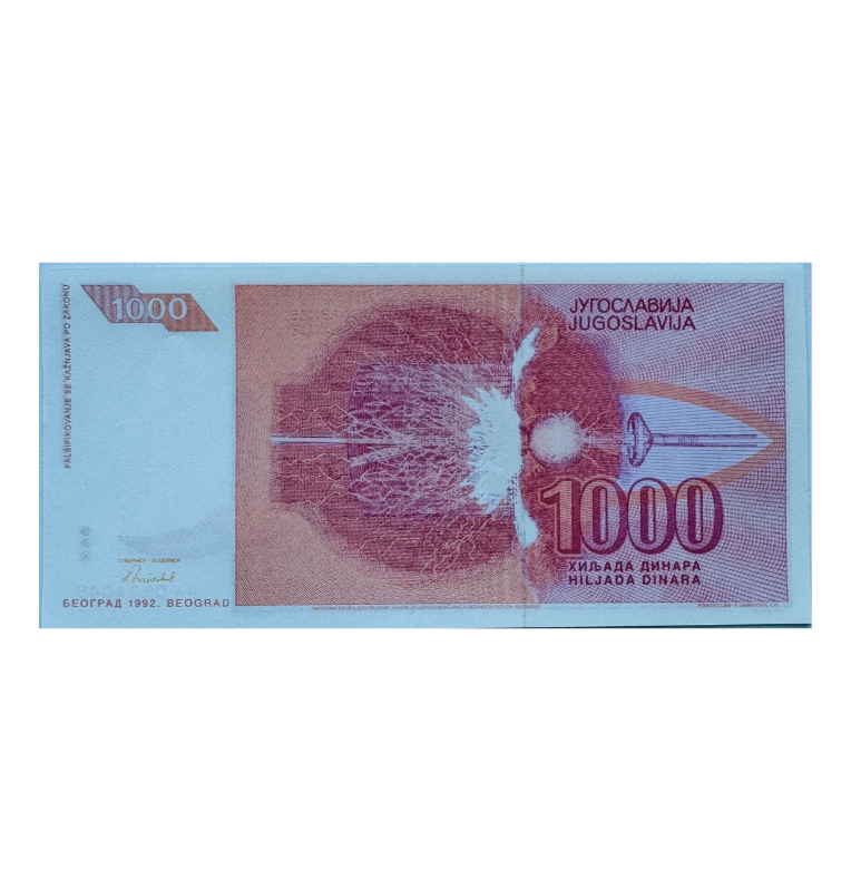 Yugoslavia, 1000 Dinaras , 1992 - UNC - Tesla