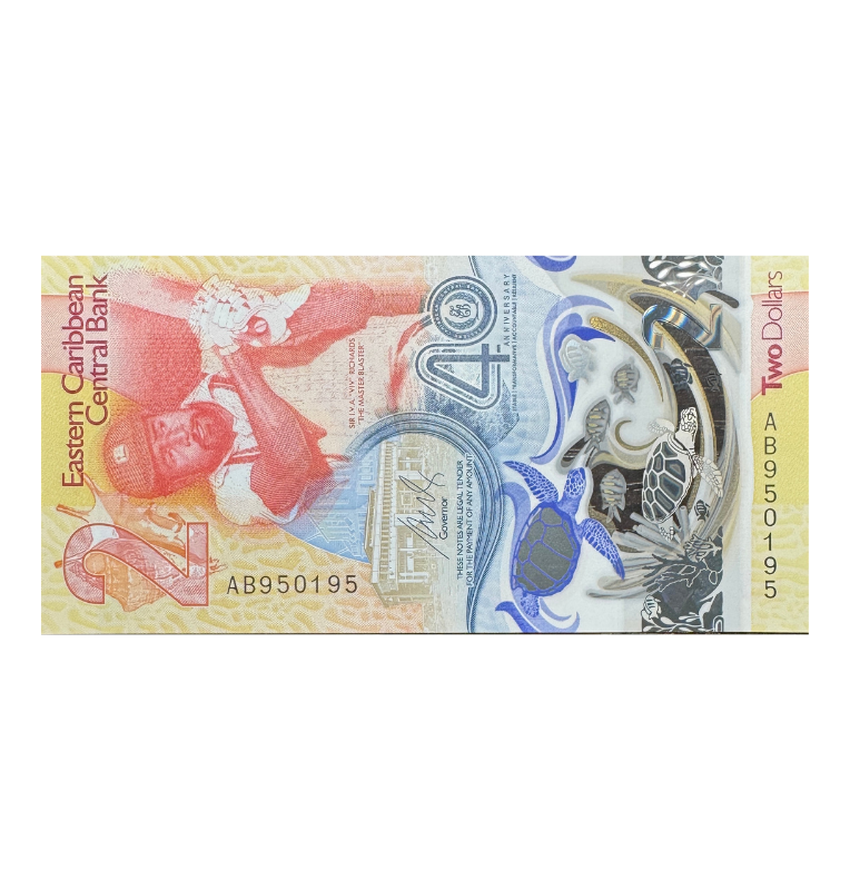 East Caribbean States, 2 Dollars  2023, UNC Polímero