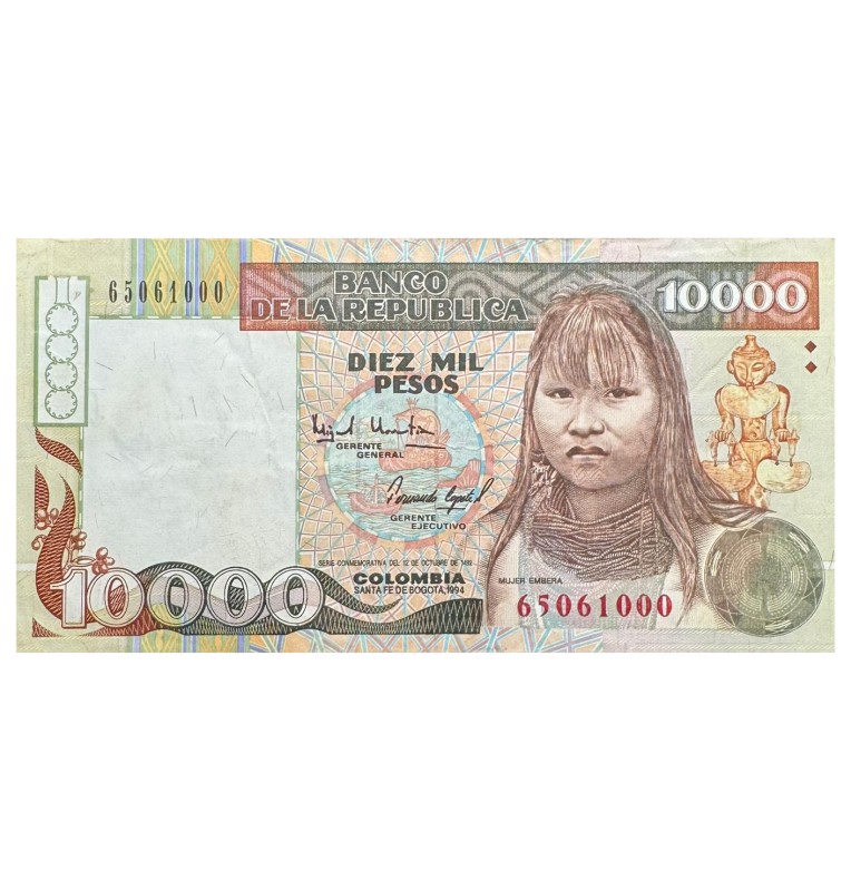 10.000 Pesos de Colombia Pick #437Aa.2  1994