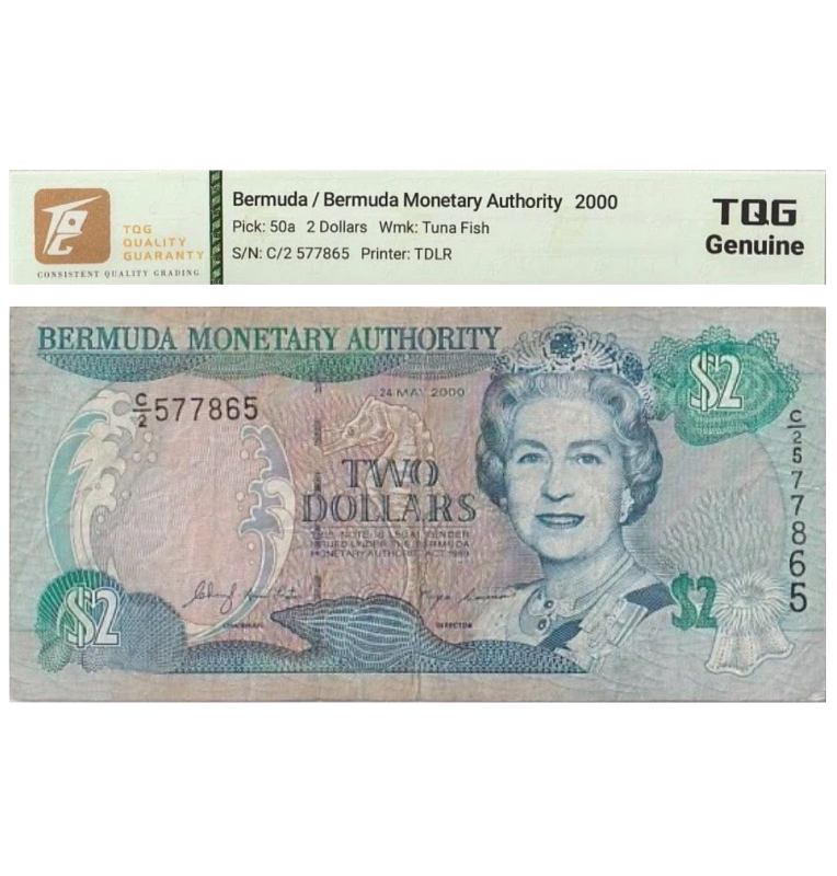 2 Dollars de Bermuda Pick #50a  2000 - Certificado TQG