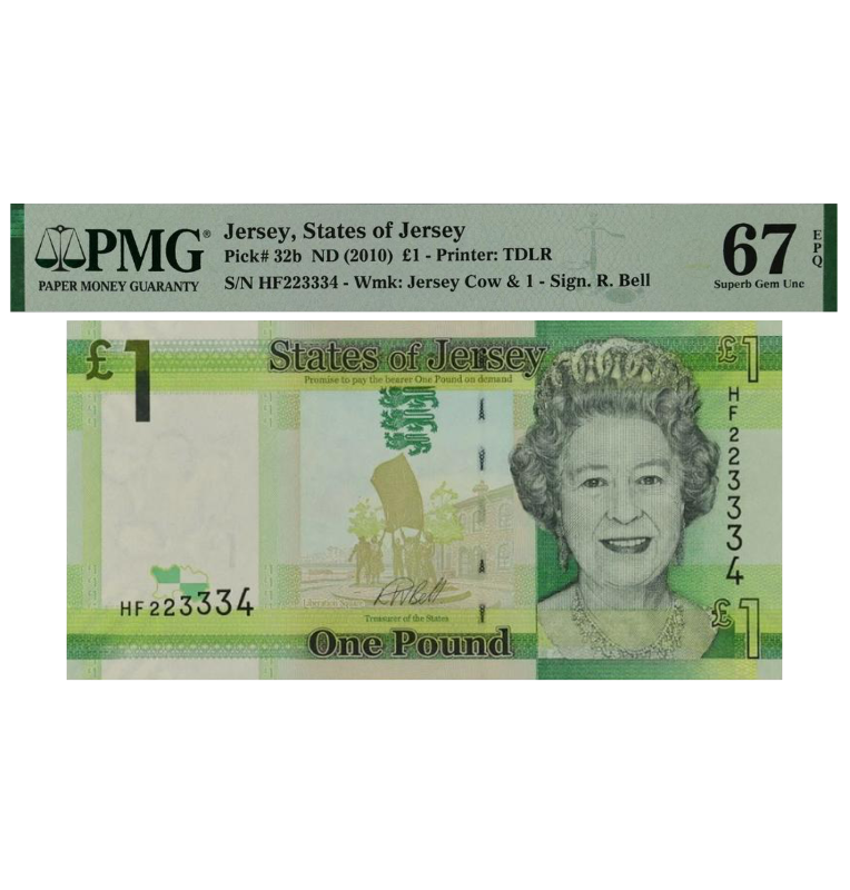 Jersey 1 Pound Pick #32B 2010 Certificado PMG 67