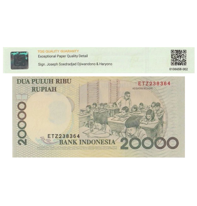 20000 Rupiah de Indonesia Pick #138f 1998 - Certificado PMG 65