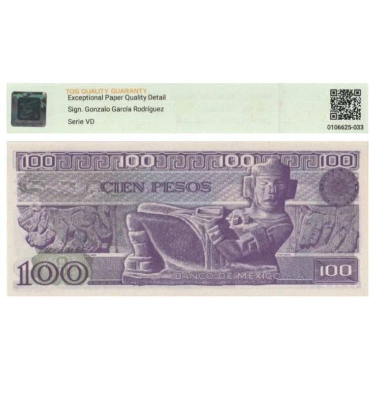 100 Pesos de México Pick #74a.TA  1981 - Certificado TQG 66