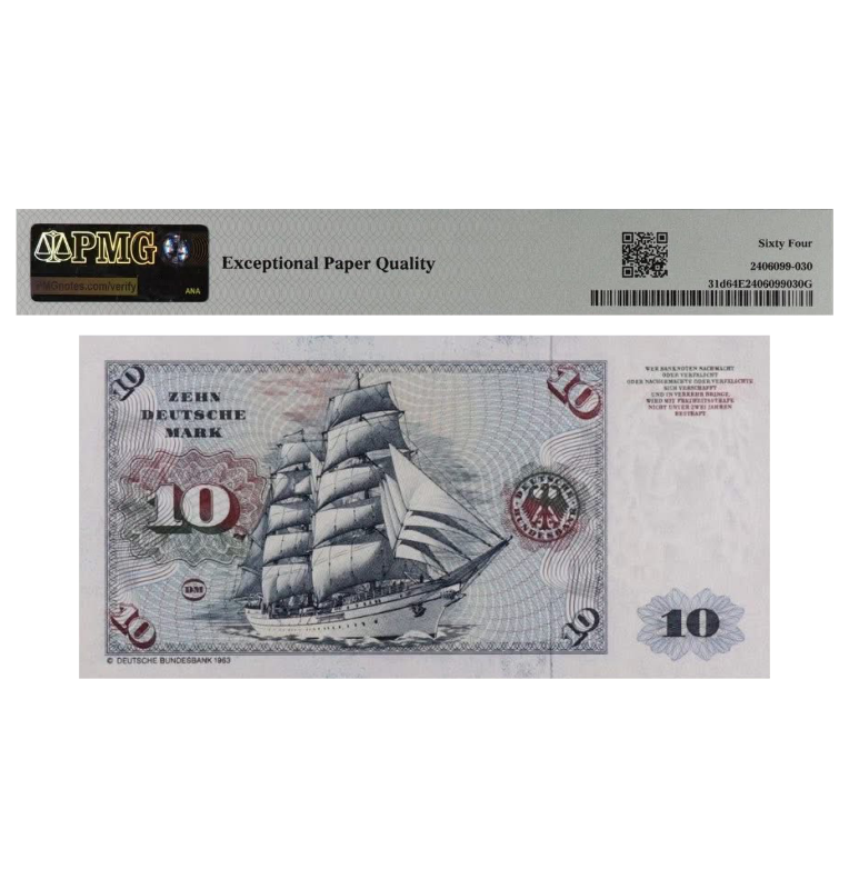 10 Deutsche Mark de Alemania Pick #31d  1981 - Certificado PMG 64