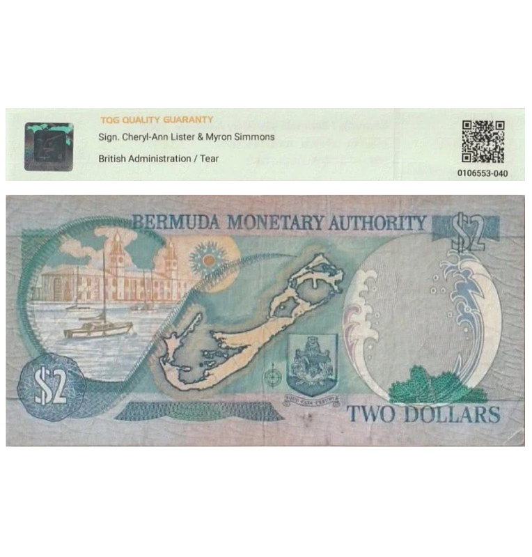 2 Dollars de Bermuda Pick #50a  2000 - Certificado TQG