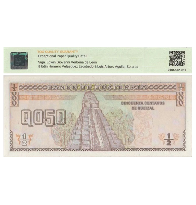 Medio Quetzal de Guatemala Pick #86b  1998 - Certificado TQG 64