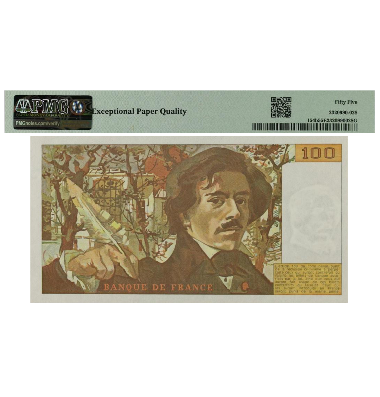 Francia 100 Francs Pick #154B 1979 Certificado PMG 55