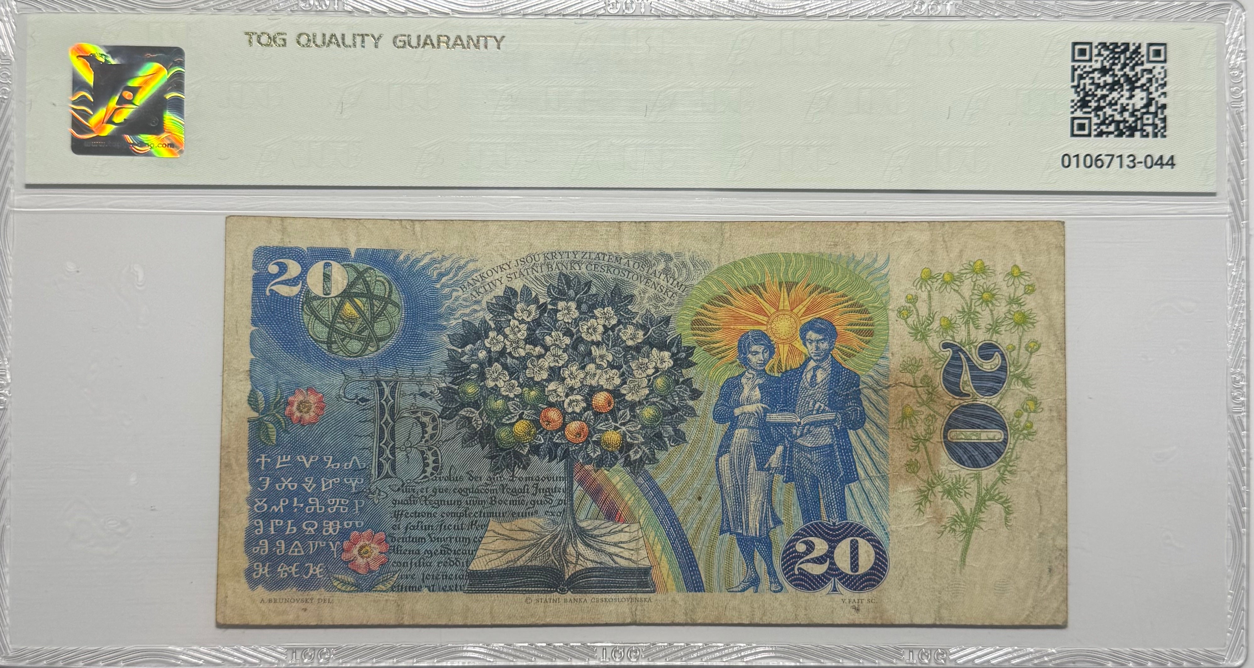 Checoslovaquia  20 Korun 1988 - Certificado TQG 20