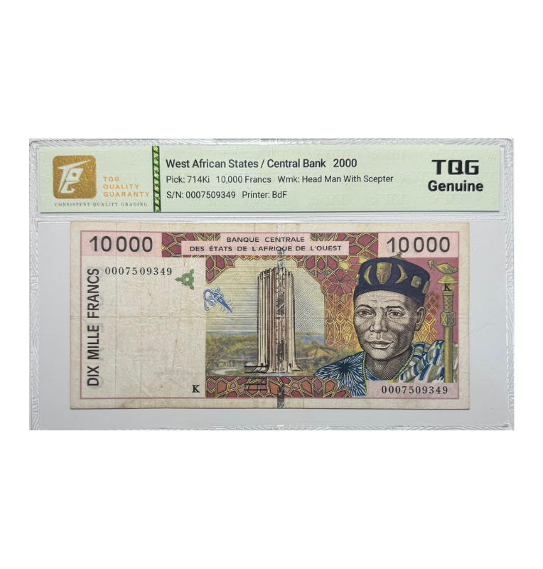 West African States, 10.000 Francos, 2000, Certificado TQG Genuino