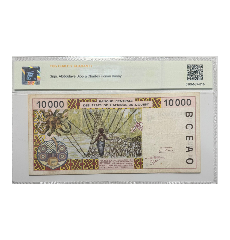 West African States, 10.000 Francos, 2000, Certificado TQG Genuino